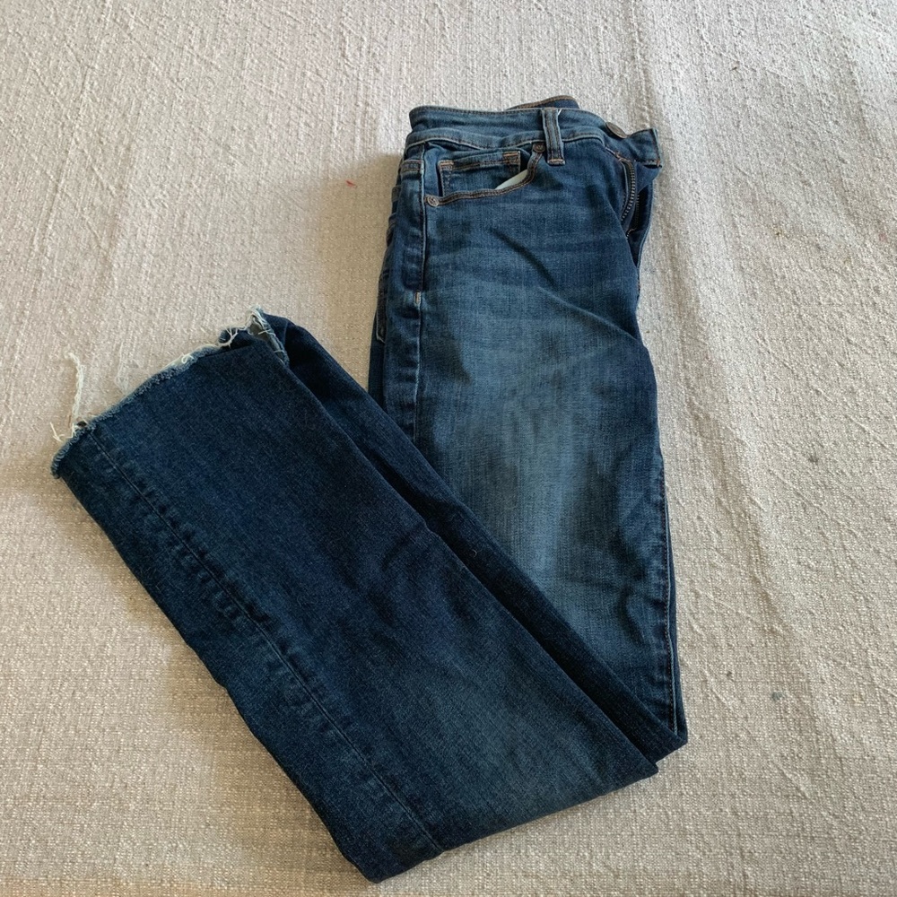 American eagle, navy blue boot cut jeans, size 0